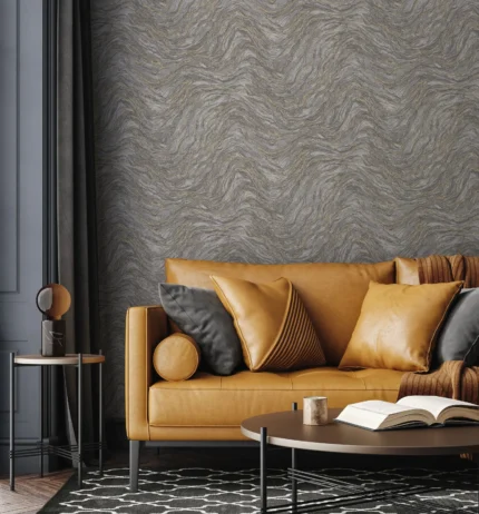 Gray Embossed Wallpaper – Glittering Natural (24104-3)